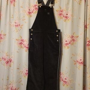 RARE Adidas Black Corduroy Wide-leg Overalls Size Small